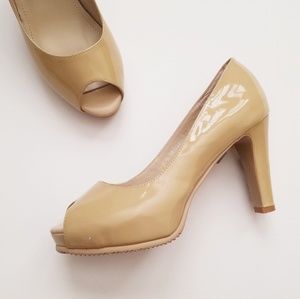 Nude Peep-toe High Heels (Size 7.5 W)